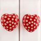 Red Heart Etched Ceramic Dresser Knob